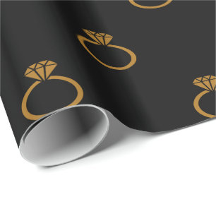 Papier Cadeau Cercles Fiançailles matte or personnalisables sur 