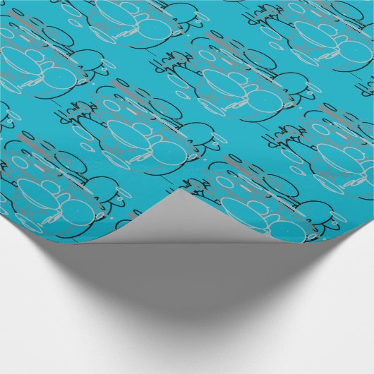 Papier Cadeau Cercles gris noir blanc, Art Arrière - plan bleu n (Coin)