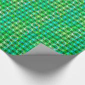 Papier Cadeau Cercles modernes du milieu du siècle, tons verts (Coin)