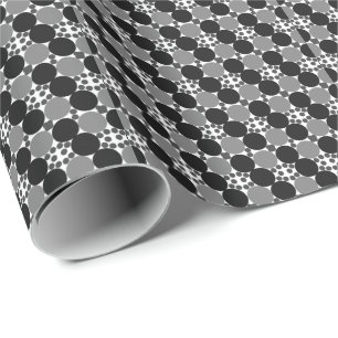 Papier Cadeau Cercles monochromes : Abstrait noir blanc et gris,