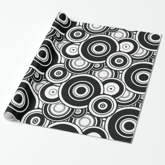 Papier Cadeau Cercles noirs et blancs (Déroulé)