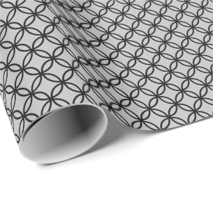 Papier Cadeau Cercles noirs superposés sur argent mat