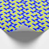 Papier Cadeau Cercles pivotants - Bleu et Jaune sur Bleu clair (Coin)