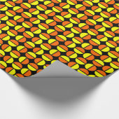 Papier Cadeau Cercles pivotants - Jaune et orange sur noir (Coin)