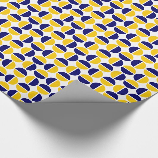 Papier Cadeau Cercles pivotants - orange et bleu foncé (Coin)