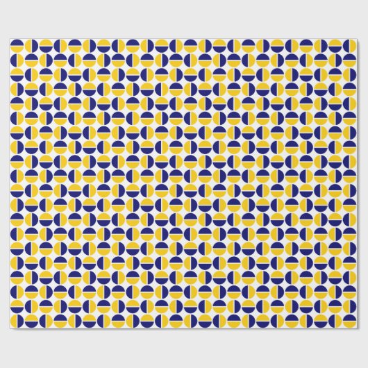 Papier Cadeau Cercles pivotants - orange et bleu foncé (Plat)