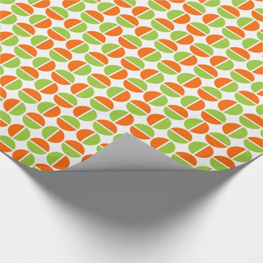 Papier Cadeau Cercles pivotants - Vert et orange (Coin)