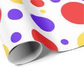 Papier Cadeau Cercles rouges bleu jaune (Coin rond)