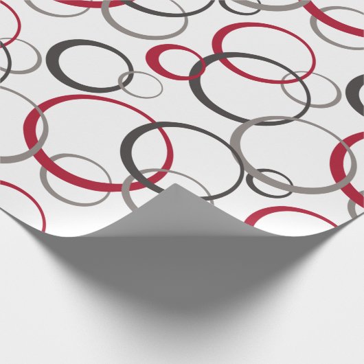 Papier Cadeau Cercles rouges gris blanc (Coin)