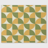 Papier Cadeau Cercles semi-milieu du siècle vert moutarde jaune  (Plat)