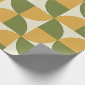 Papier Cadeau Cercles semi-milieu du siècle vert moutarde jaune  (Coin)
