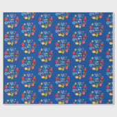 Papier Cadeau Cercles Shana Tova2 - bleu marine (Plat)