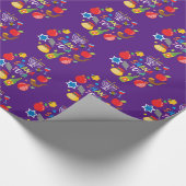 Papier Cadeau Cercles Shana Tova2 - violet foncé (Coin)