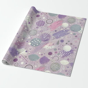 Papier Cadeau Cercles violets Abstraits avec accents de bandes d