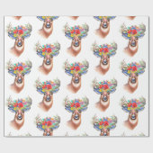 Papier Cadeau Cerf aux fleurs (Plat)