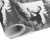 Papier Cadeau Cerf avec grand rack hors forêt (Coin rond)