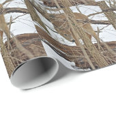 Papier Cadeau Cerf Blanc En Neige (Coin rond)