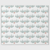 Papier Cadeau Cerf Brown de Fête sous Snowy Spruce Trees Blanc (Plat)