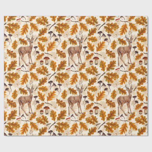 Papier Cadeau Cerf dans la forêt automnale (Plat)