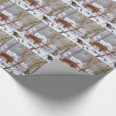 Papier Cadeau Cerf dans la neige, lécher la jambe (Coin)