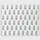 Papier Cadeau cerf dans les bois d'hiver (Plat)