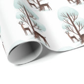 Papier Cadeau cerf dans les bois d'hiver (Coin rond)