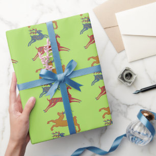 Papier Cadeau Cerf d'art folklorique américain vintage de couleu
