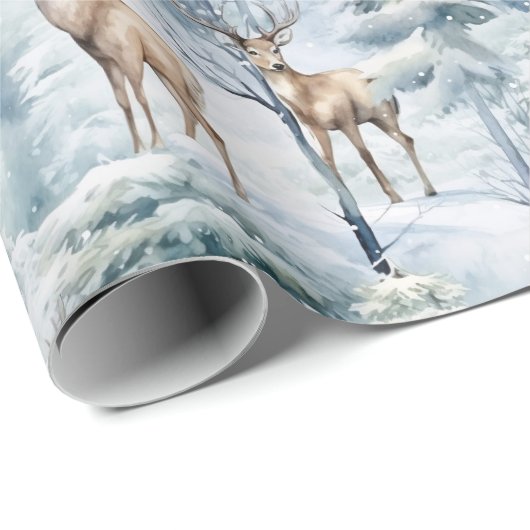 Papier Cadeau Cerf de forêt (Coin rond)