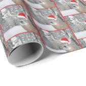 Papier Cadeau Cerf De Noël Dans Les Snowflakes Enveloppant Du Pa (Coin rond)