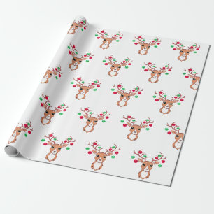 Papier Cadeau Cerf de Noël mignon