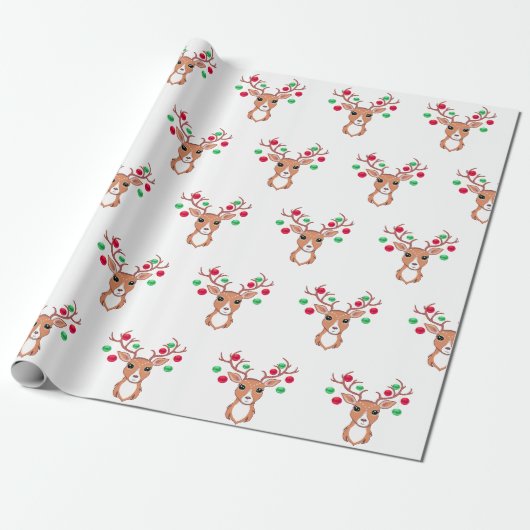 Papier Cadeau Cerf de Noël mignon (Déroulé)