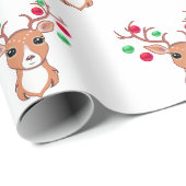 Papier Cadeau Cerf de Noël mignon (Coin rond)