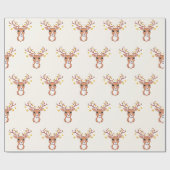 Papier Cadeau Cerf de Noël mignon (Plat)