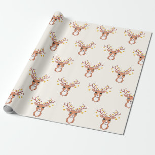 Papier Cadeau Cerf de Noël mignon