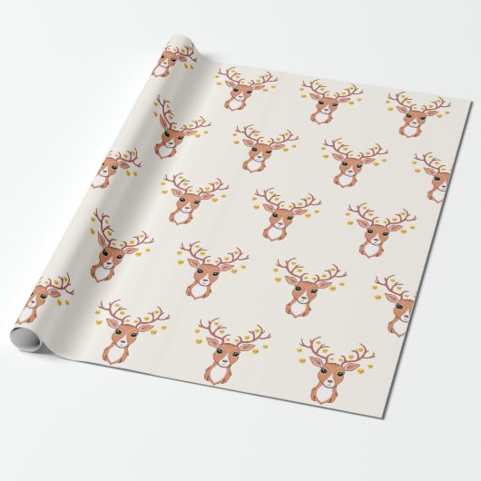 Papier Cadeau Cerf de Noël mignon (Déroulé)
