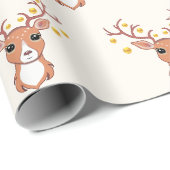 Papier Cadeau Cerf de Noël mignon (Coin rond)