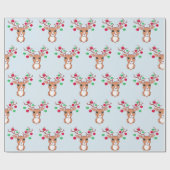 Papier Cadeau Cerf de Noël mignon (Plat)