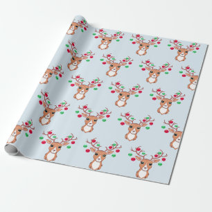 Papier Cadeau Cerf de Noël mignon