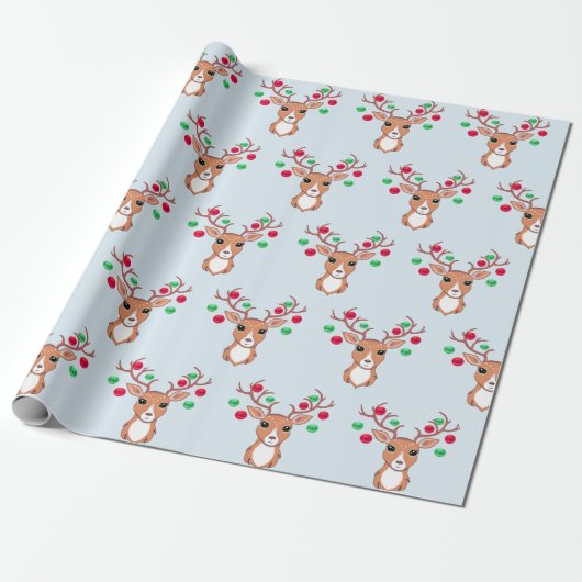 Papier Cadeau Cerf de Noël mignon (Déroulé)