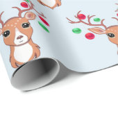Papier Cadeau Cerf de Noël mignon (Coin rond)