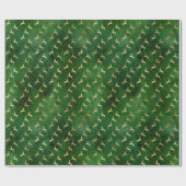 Papier Cadeau Cerf de Noël Motif Vert Or (Plat)