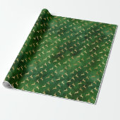 Papier Cadeau Cerf de Noël Motif Vert Or (Déroulé)