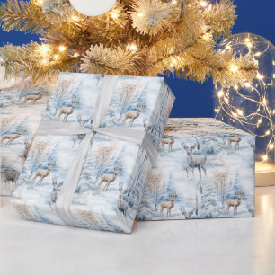 Papier Cadeau Cerf de Noël neigeux