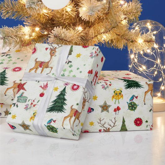 Papier Cadeau Cerf de Noël | Nom | Papier à enveloppement brilla (Vacances)