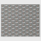 Papier Cadeau Cerf des neiges et pin (Plat)