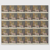 Papier Cadeau Cerf devant l'arbre d'automne jaune (Plat)