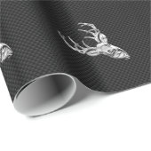 Papier Cadeau Cerf en argent élégant sur impression carbone (Coin rond)