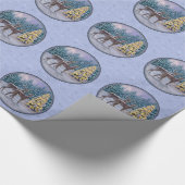 Papier Cadeau Cerf et arbre de Noël Bleu d'hiver (Coin)