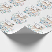 Papier Cadeau Cerf et fleurs d'hiver personnalisés à l'aquarelle (Coin)