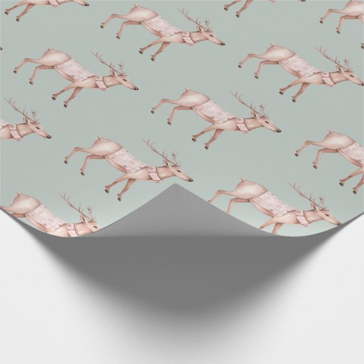 Papier Cadeau Cerf rose pâle (Coin)